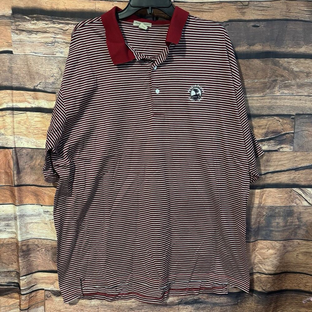 Pebble Beach Classic Polo Shirt Mens 2XL Striped Double Mercerized Cotton Golf